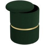 Round Pouffe, Hidden Space, Cushioned Top | Dark Gray
