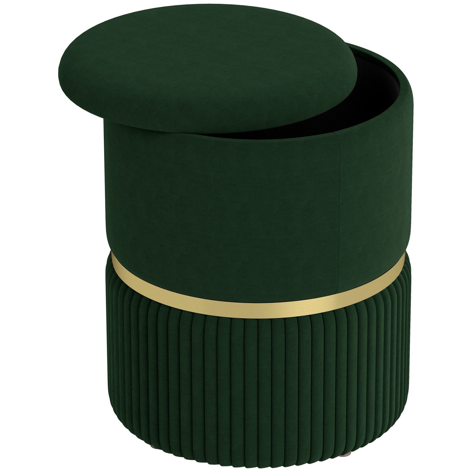 Round Pouffe, Hidden Space, Cushioned Top | Dark Gray