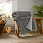 Burghley Extra Soft Faux Fur Throw 130x170cm – Chevron Pattern Decorative Blanket | 130cm x 170cm | Grey
