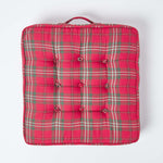 Tartan Check Cotton Armchair Booster Cushion | 50cm x 50cm | Red
