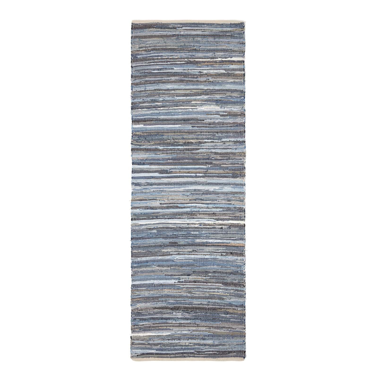 Blue Denim Handwoven Striped Chindi Rug | 200cm | Blue