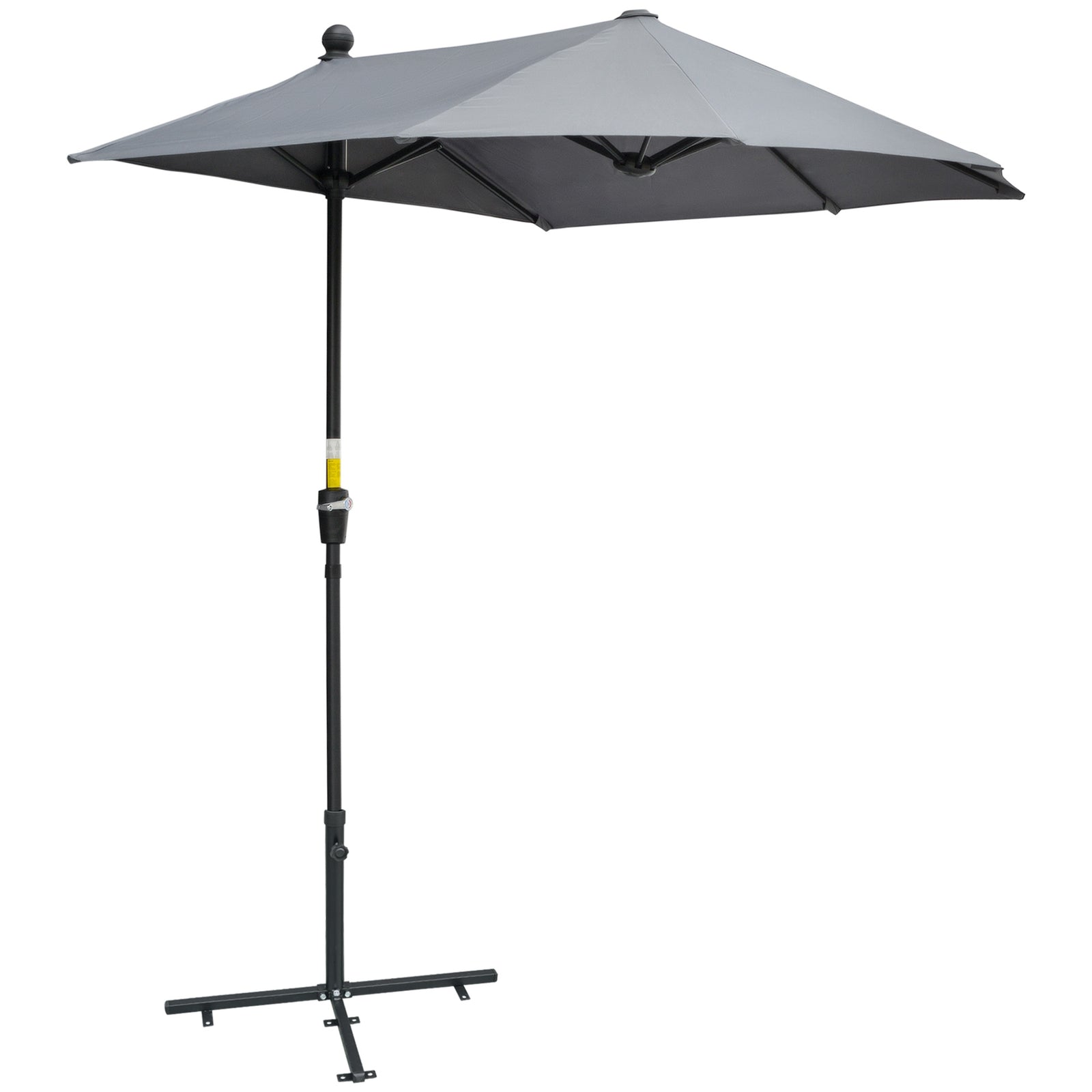 2m Half Balcony Parasol W/ Double Canopy & Base | Dark Gray