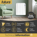 Electric Radiator Panel Heater Wall Mounted Advanced Timer Digital Thermostat, Bathroom Safe Room Heater | 1000w | White