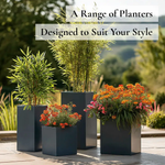 Zinc Galvanised Tall Square Planter | 25cm x 25cm x 50cm