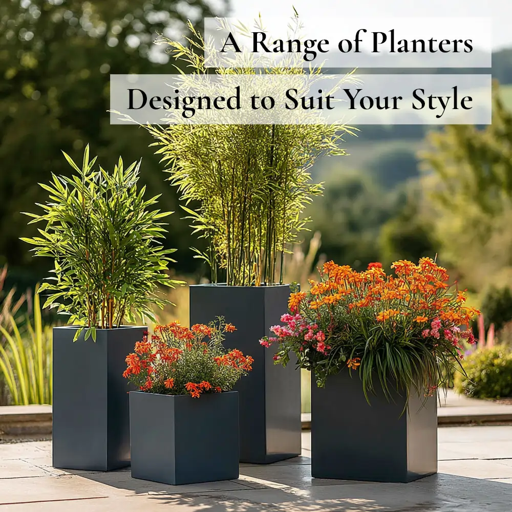 Zinc Galvanised Tall Square Planter | 25cm x 25cm x 50cm