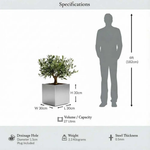 Zinc Galvanised Square Planter | 30cm x 30cm x 30cm | Silver