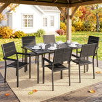 Outsunny 7 Pieces Outdoor Dining Set, Garden Table And Chairs Set, Black