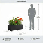 Zinc Galvanised Trough Planter | 120cm x 40cm x 40cm | Matte Black