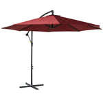 3m Garden Parasol W/ Crank & Base | Red