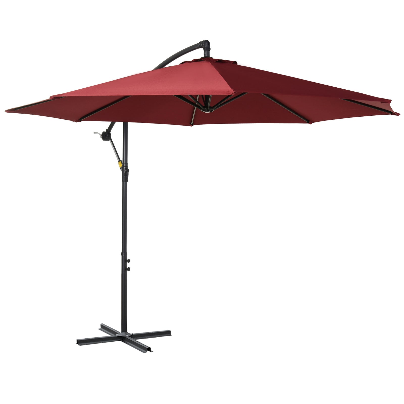 3m Garden Parasol W/ Crank & Base | Red