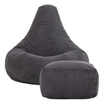 Dalton Cord Bean Bag Chair & Pouffe | Charcoal