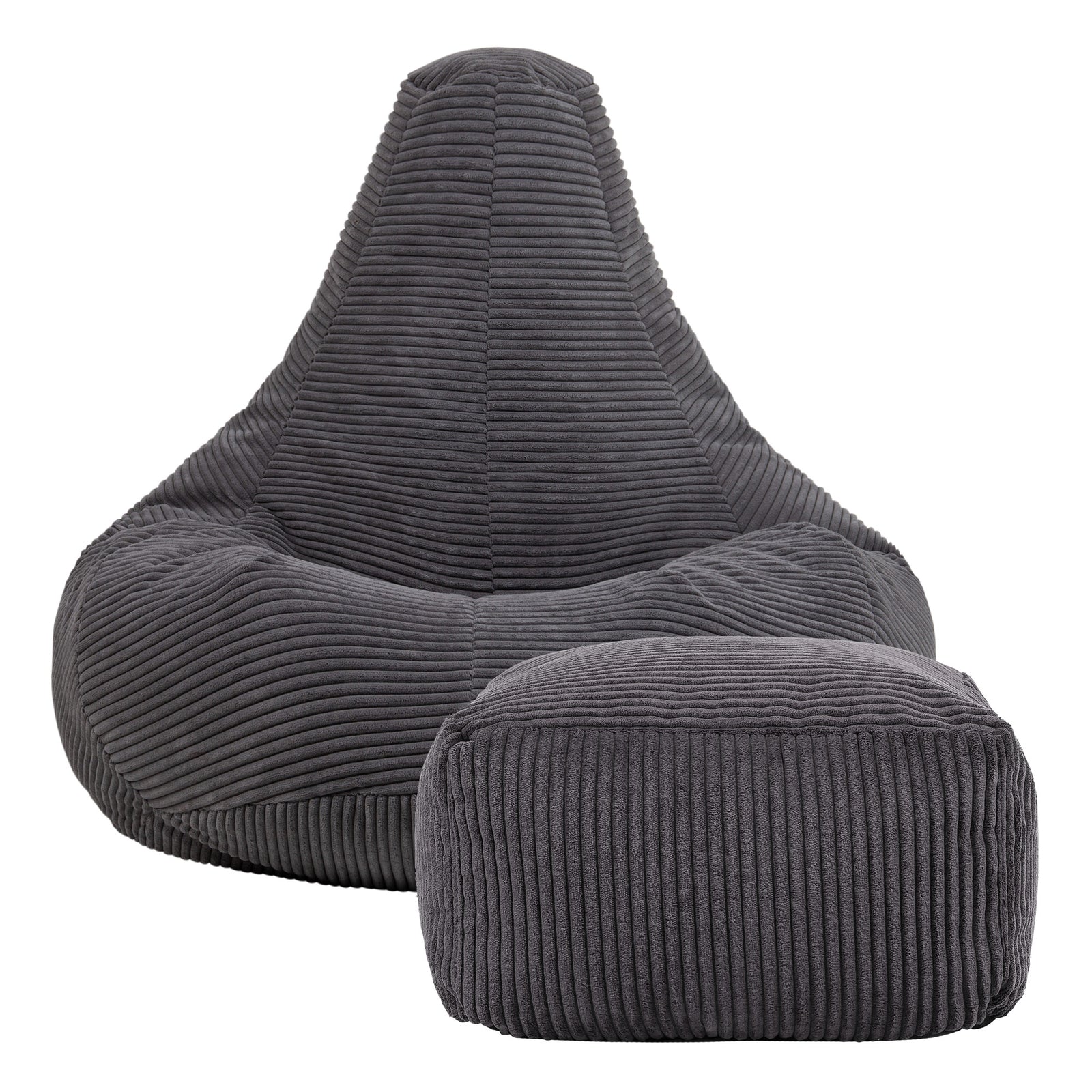 Dalton Cord Bean Bag Chair & Pouffe | Charcoal