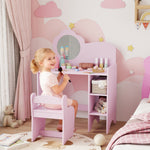 Kids Dressing Table With Mirror, Stool, Vanity Table | Purple