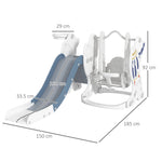 Space-themed Slide And Swing Set For Kids W/ Basketball Hoop | Blue