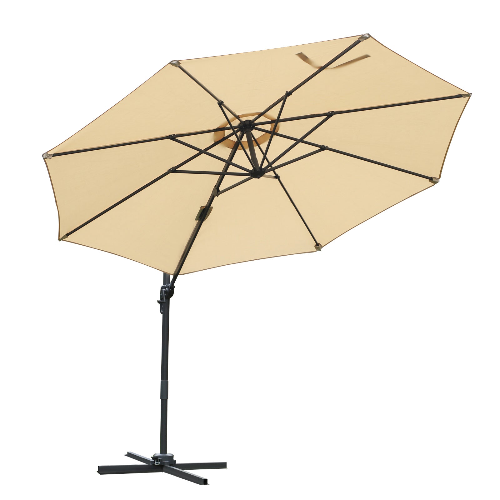3m Cantilever Parasol W/ 360° Rotation & Base | Beige