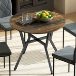 Small Kitchen Table With Black Steel Legs, Dining Table | Rustic Brown