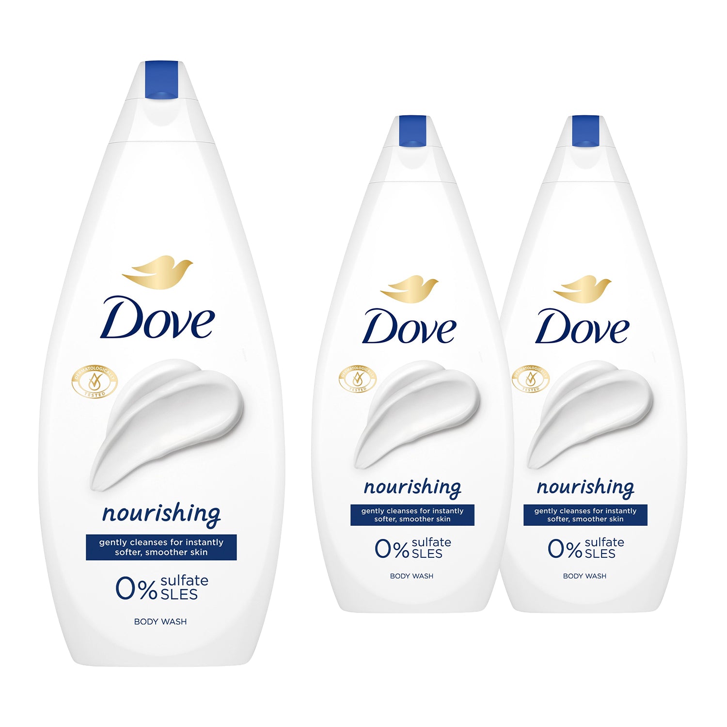 Body Wash 0% Sulfate SLES Nourishing Moisture Soft Smooth Skin, 3x720ml