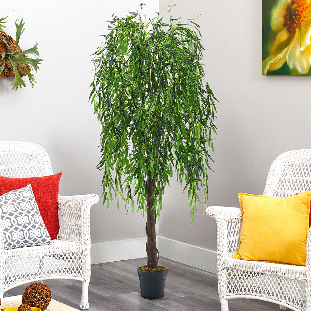 180cm Tall Artificial Willow Tree Lifelike Faux Plant For Home Or Office Decor