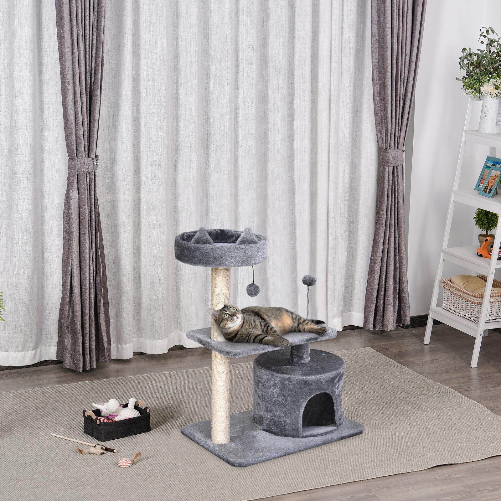 81cm Cat Tree Kitten Large Cats Tower Activity Centre Scratch Post | Gray