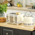 1.7l 3000w Fast Boil Electric Kettle And 4 Slice Toaster Set | Cream