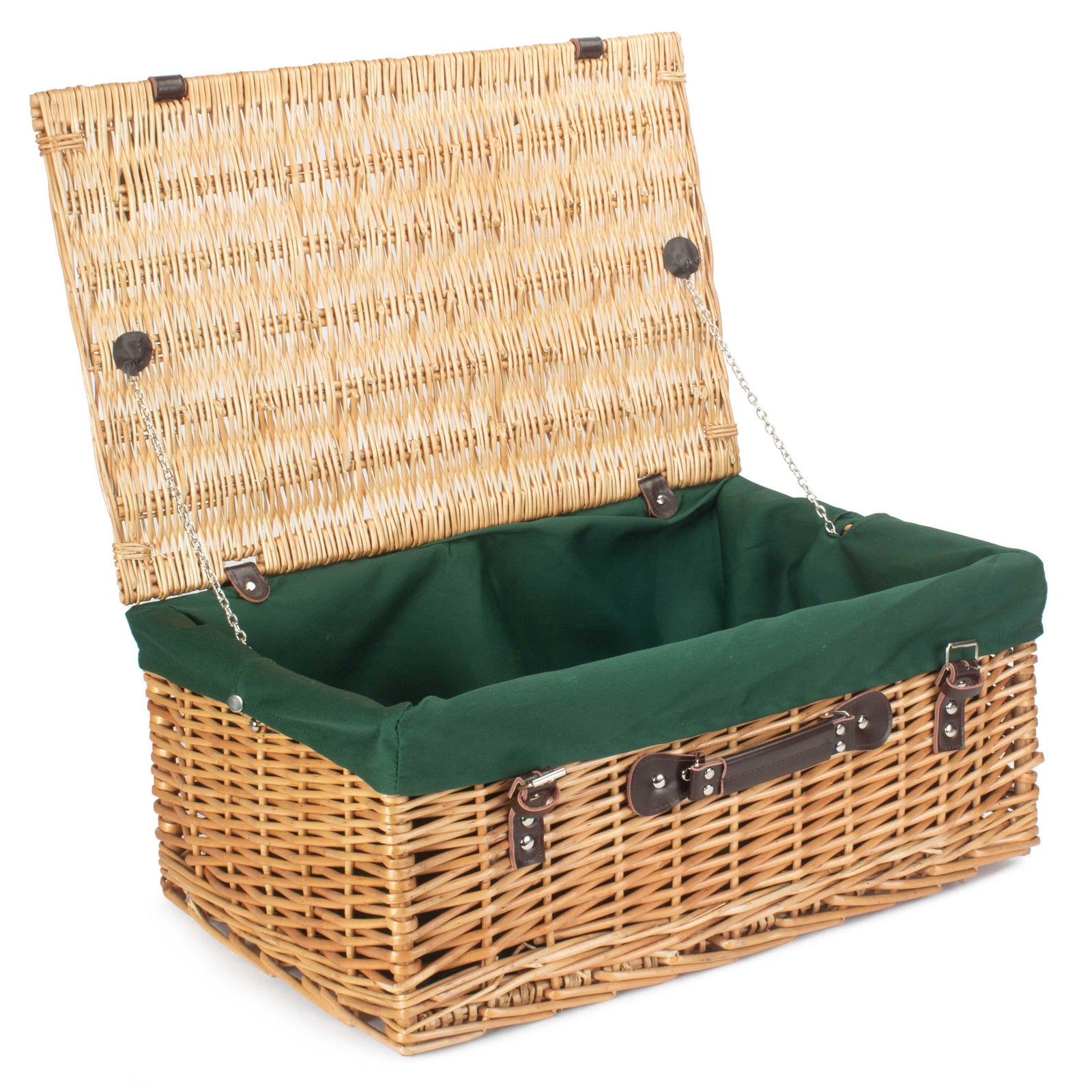 Wicker 55cm Buff Empty Picnic Basket Unlined | Green