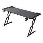 120cm/140cm/160cm W Gaming Desk With Mouse Pad, Cup Holder & Headphone Hook Sturdy Computer Table With Led Lights | Medium | Black