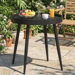 Outsunny Round Garden Table, Outdoor Coffee Side Table With Plastic Top
