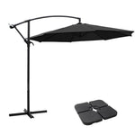 3m Banana Cantilever Patio Parasol For Outdoor Sunshade And Rain With A Cross Base And A Square Base | One Size | Grey