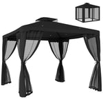 3 X 3 M Metal Gazebo Garden Outdoor 2-tier Roof Marquee | Black
