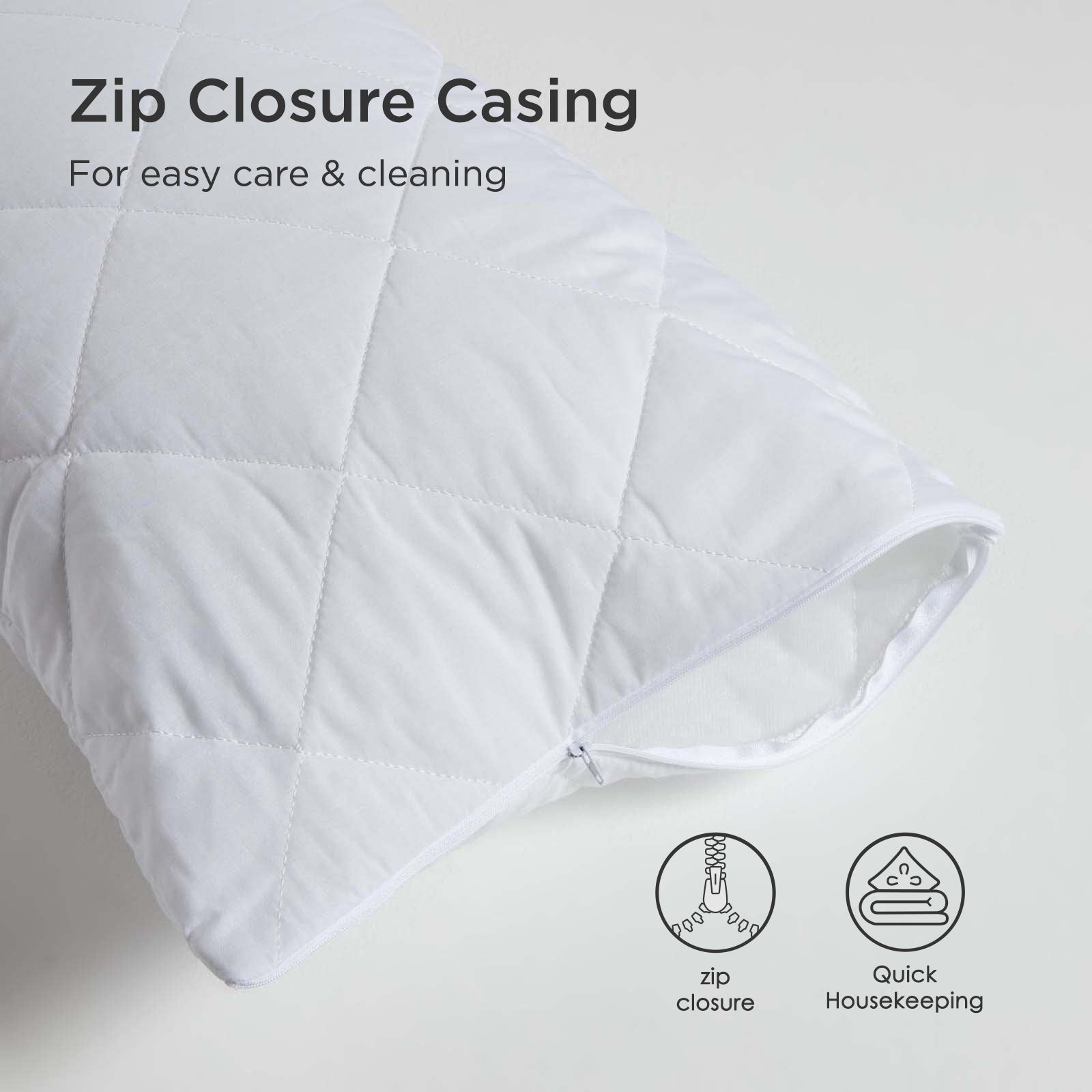 Cotton Rich Quilted Pillow Protectors | 40 x 80cm | White