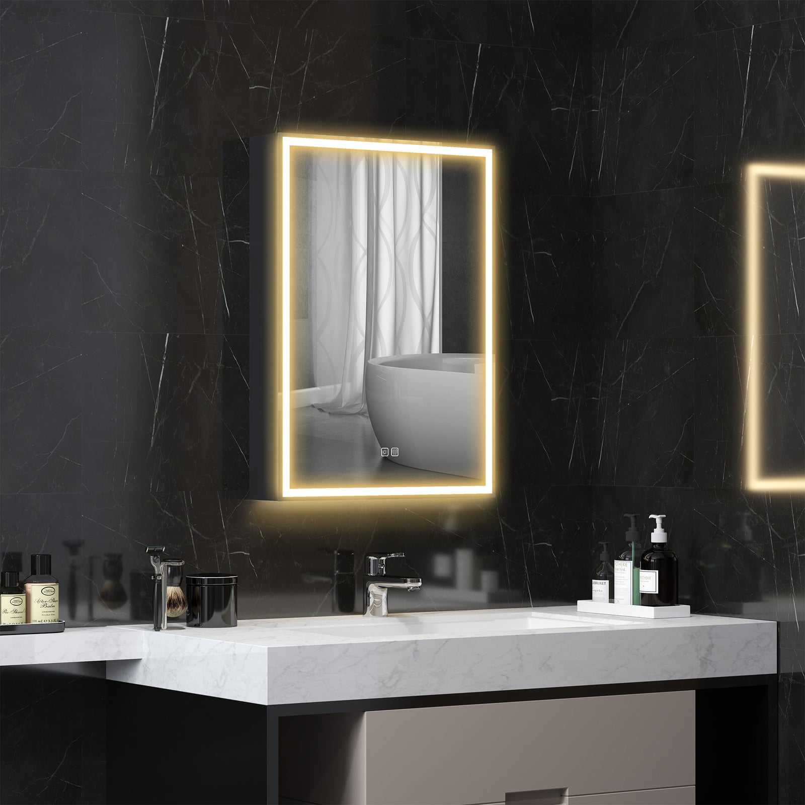 Bathroom Cabinet With Mirror, Led Lights And Demister Pad
