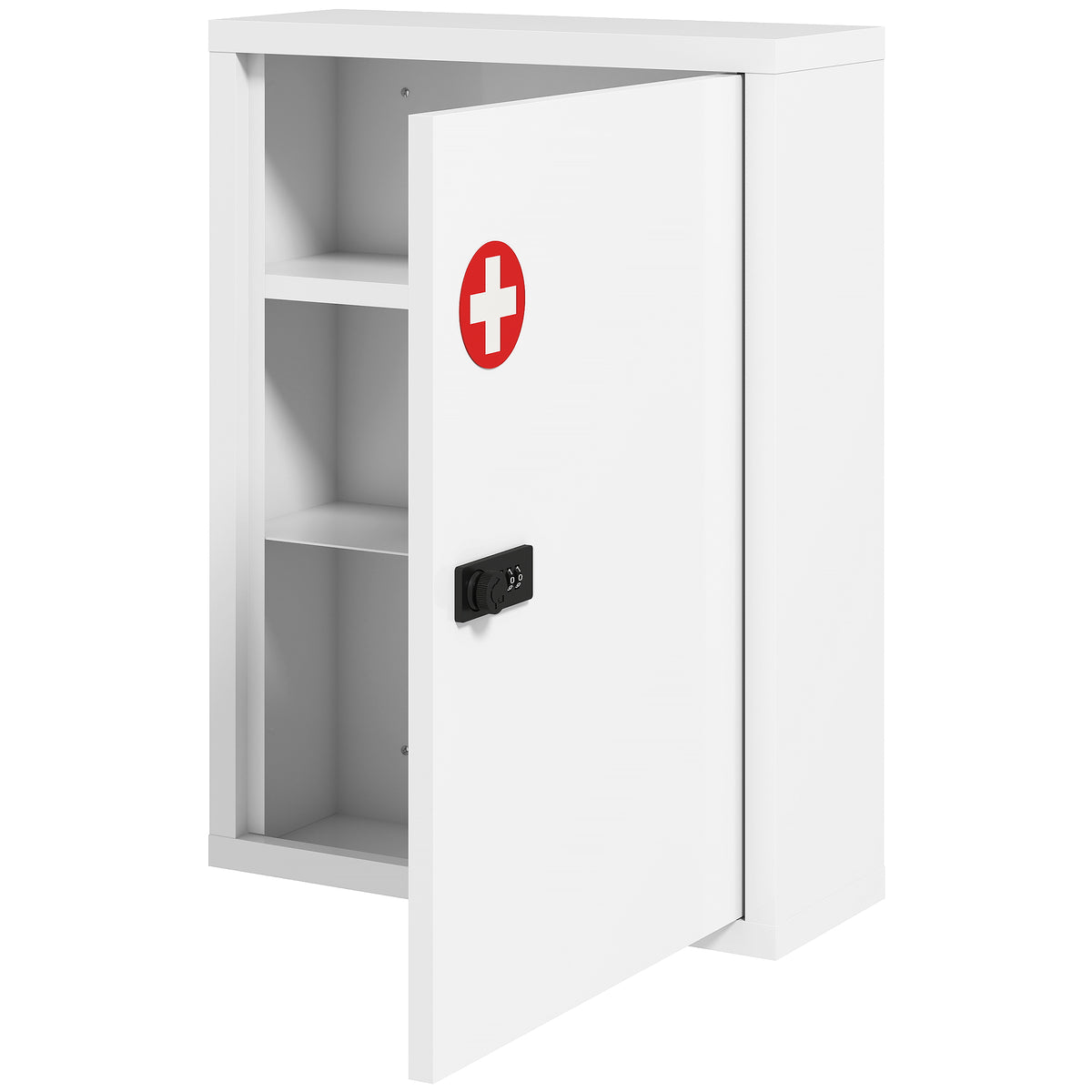 HOMCOM Wall Mount Medicine Cabinet With Combination Lock, White