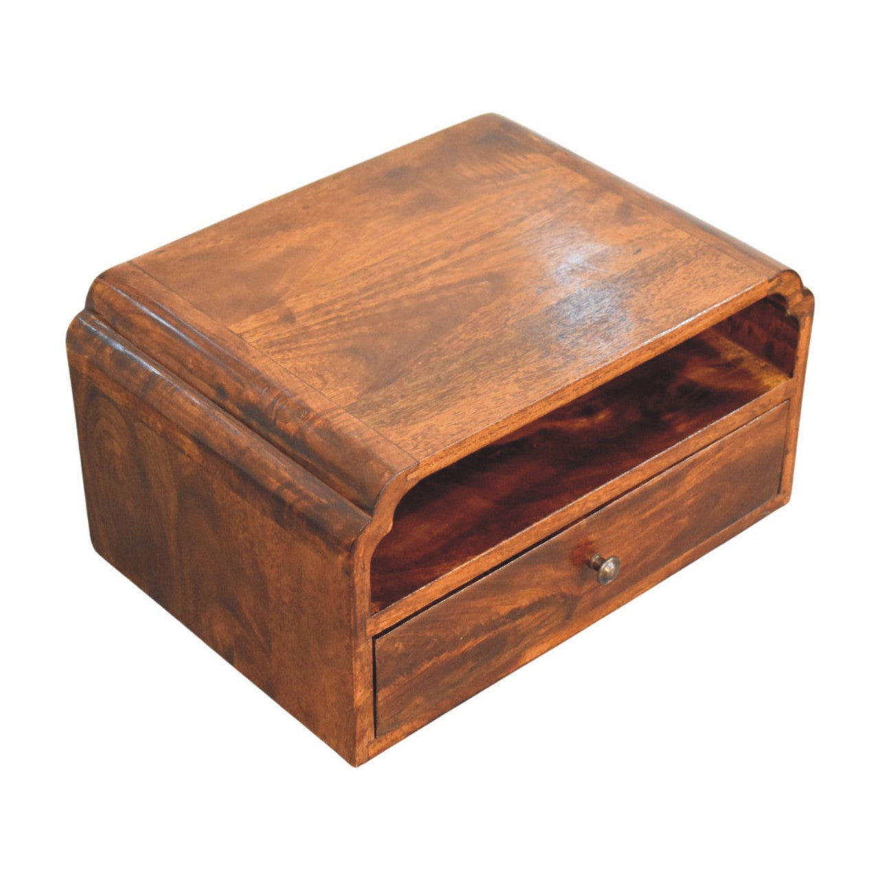Avora Wall-mounted Bedside – Solid Wood, Chestnut Finish