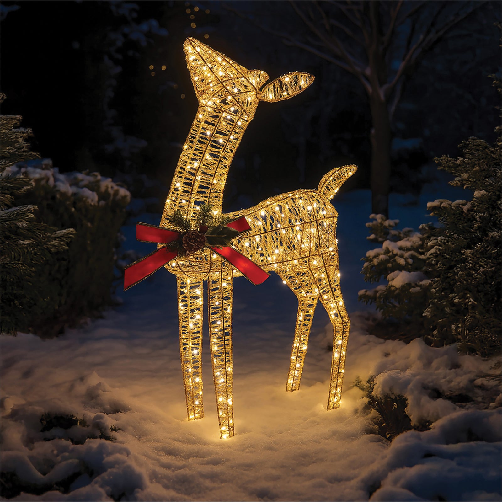 Xmas Haus 45cm Gold Rattan Led Christmas Festive Holiday Dee