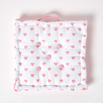 Cotton Hearts Print Floor Cushion | 40cm x 40cm | Pink