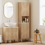 HOMCOM 168 Cm Tall Bathroom Cabinet With Drawer And Adjustable Shelves, Oak