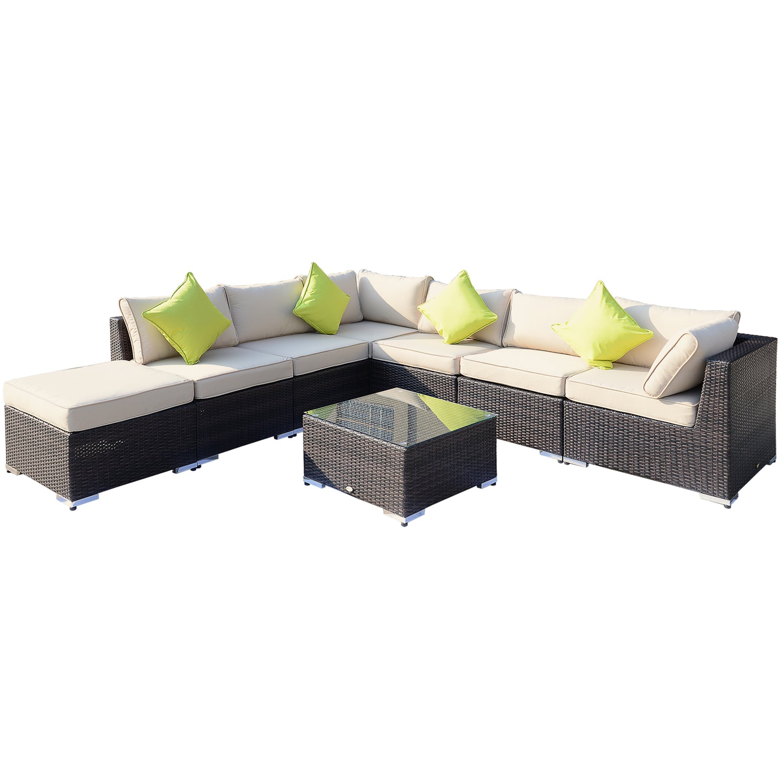 8pc Rattan Sofa Garden Furniture Aluminium Outdoor Patio Set | Brown
