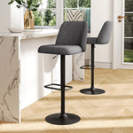 2 Set Swivel Counter Bar Stools With Mid Backrest | Grey