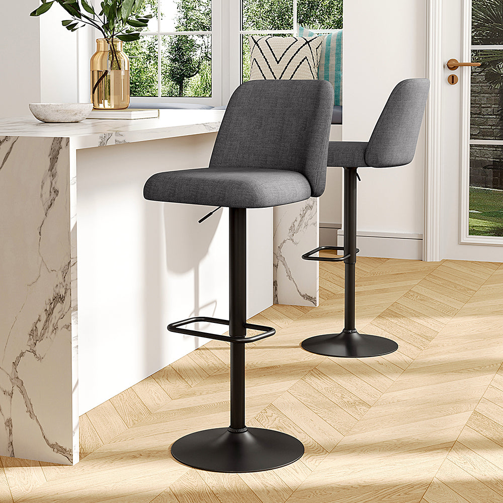 2 Set Swivel Counter Bar Stools With Mid Backrest | Grey