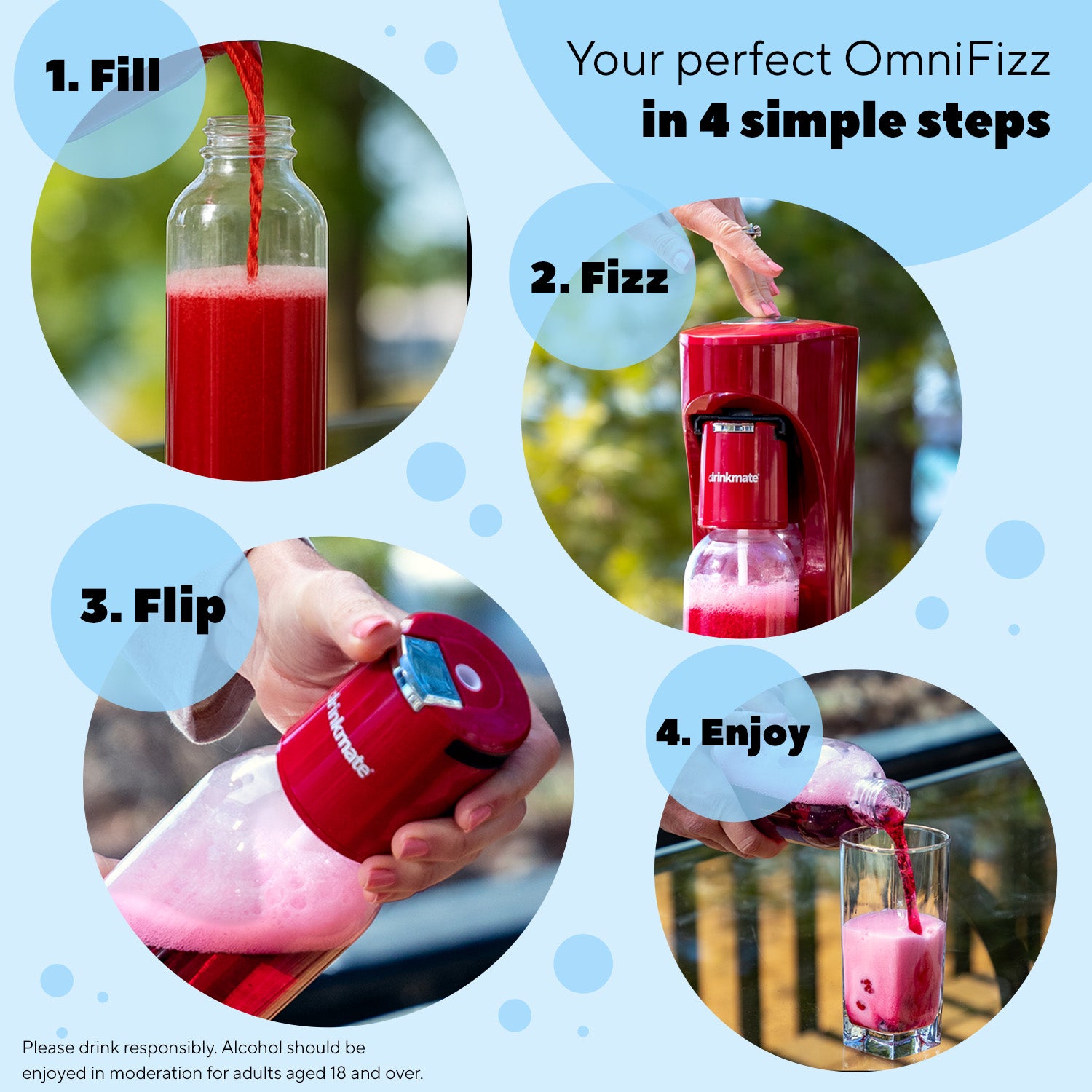Omnifizz Soda Maker, Sparkling Water Maker, Machine Only | Black