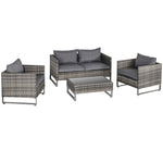 4 Pcs Pe Rattan Wicker Outdoor Dining Set