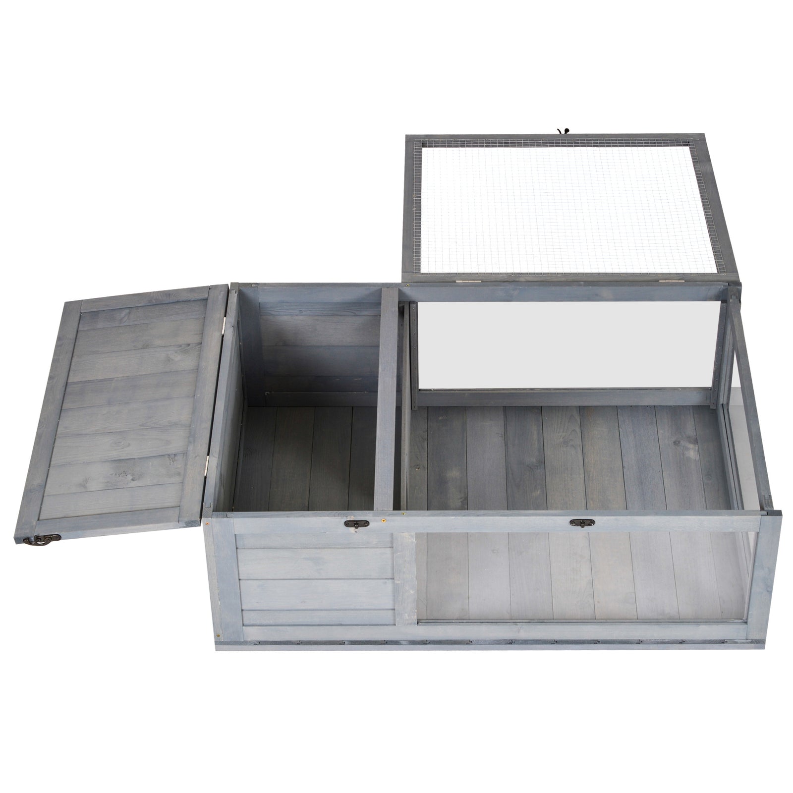 Tortoise House W/ Mesh Roof, Small Pet Reptile Wooden House - Grey