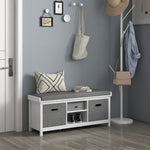 Shoe Bench With Cushioned Seat Fabric Drawers For Entryway