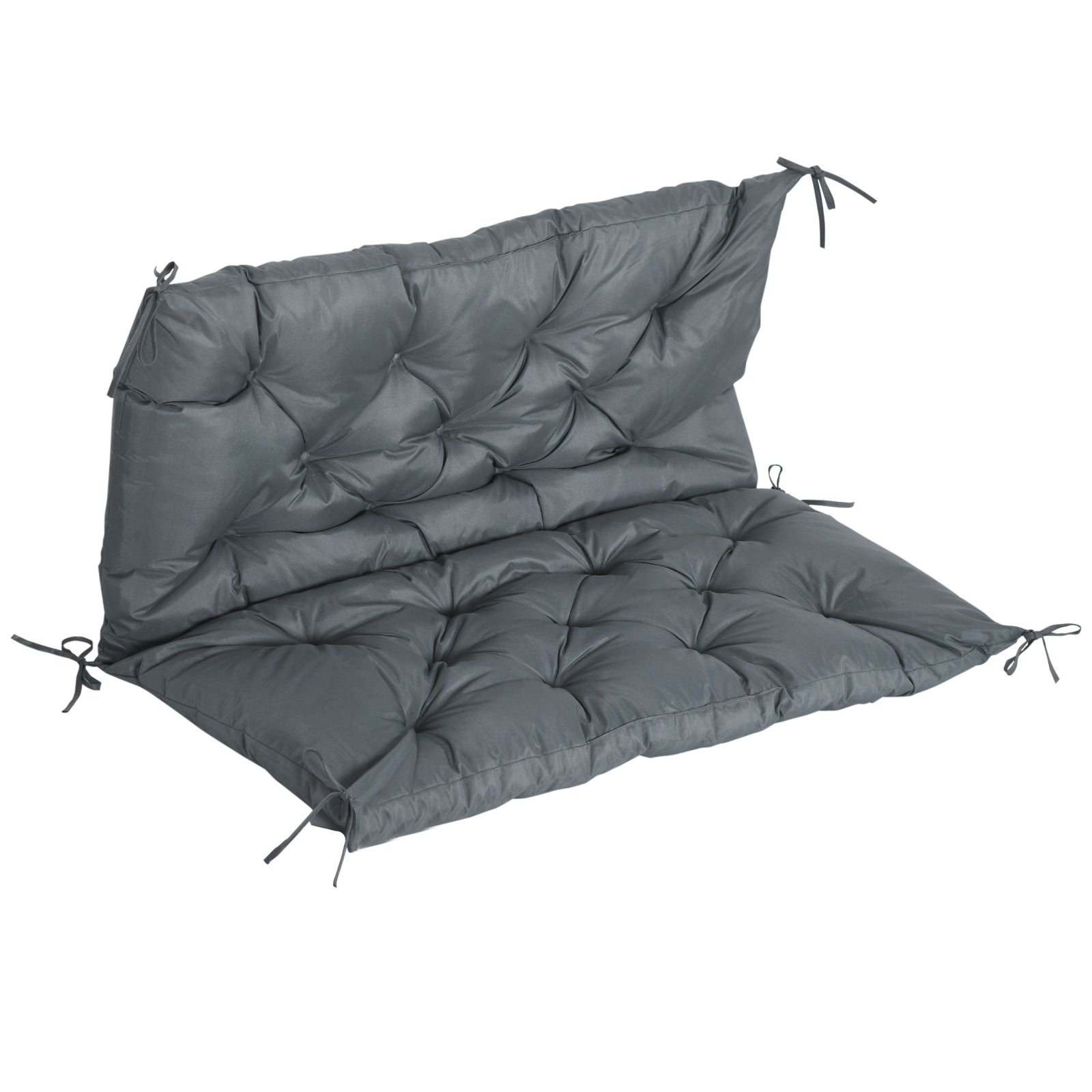 2 Seater Garden Bench Cushion Outdoor Seat Pad With Ties | Dove Gray