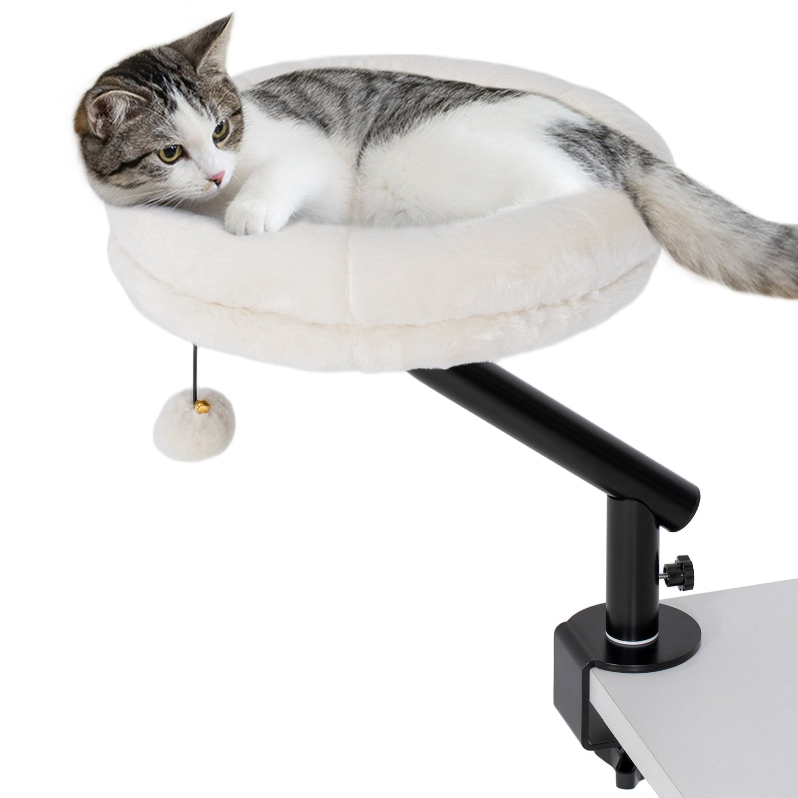 Cat Desk Bed, 360° Rotatable Adjustable Kitten Hammock | Cream