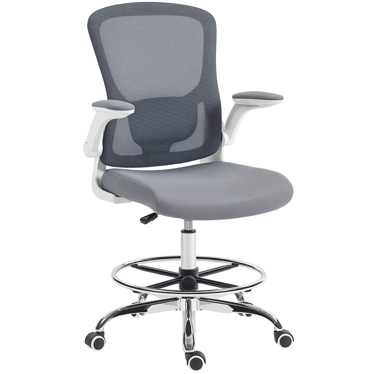 Ergonomic Tall Office Chair, 360 Degree Swivel Task Stool | Charcoal Grey
