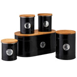 Kitchen Storage Set 5 Piece With Bamboo Lids   Black