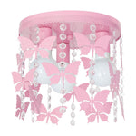 Angelica Baby Pink Ceiling Lamp 3xe27 Hand Made With Delicate Butterflies Suspended By Crystals Boutique Chic Style