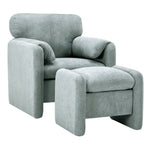 Chenille Upholstered Armchair With Footstool | Grey