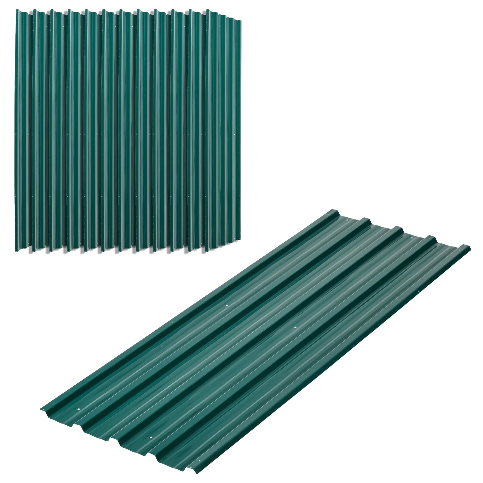 Pack Of 12 Metal Roofing Sheets For Greenhouse And Shed | Green